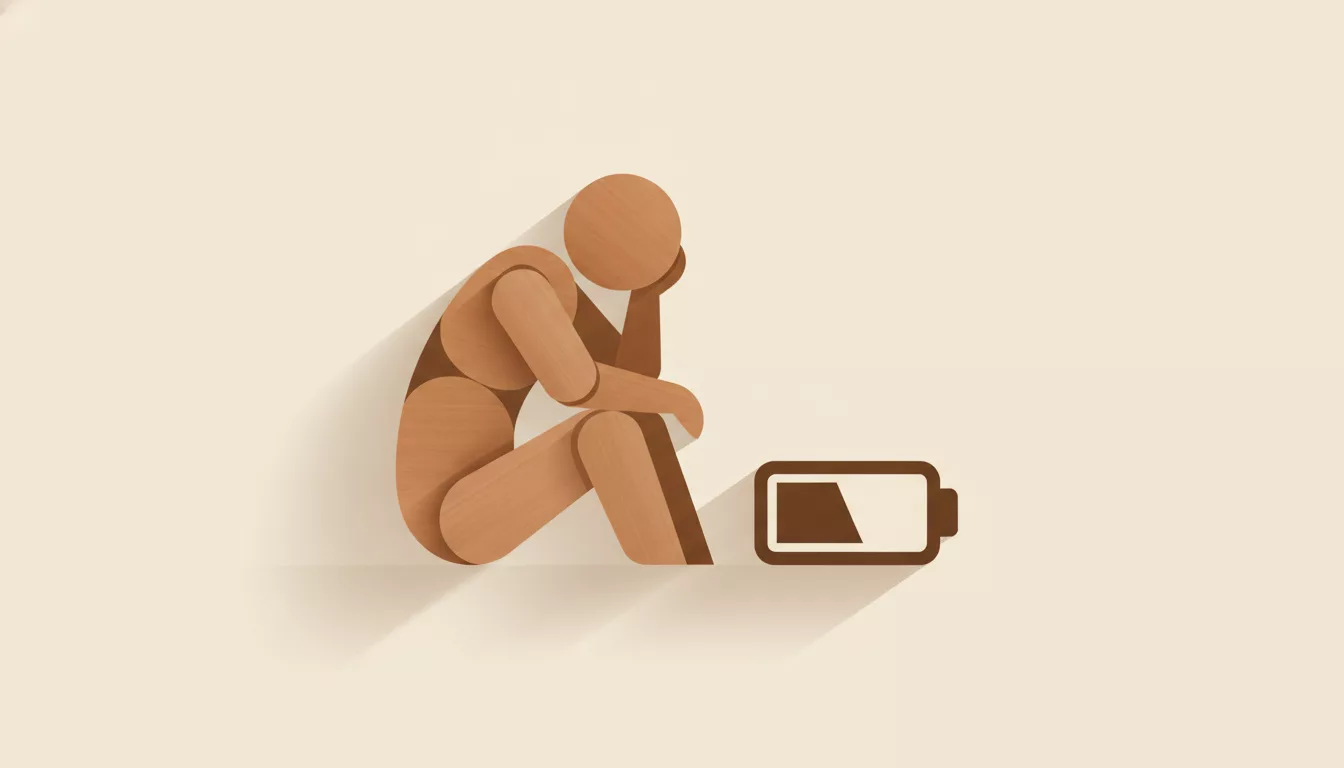 Illustration d'une silhouette fatiguée et d'une batterie faible